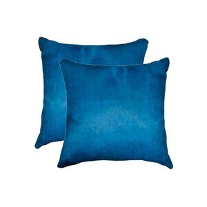 Natural Home Decor Torino Cowhide Pillow | 2-Piece | Royal blue | 18"x18"